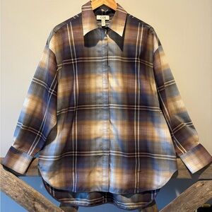 COS Women's Plaid Button Down Shirt - Blue and Brown
